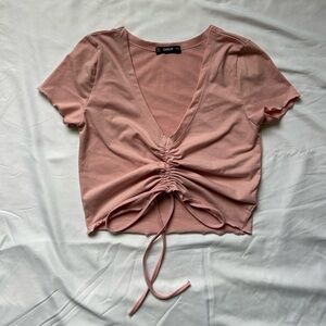 SHEIN V-Neck Crop Top with Adjustable Strings